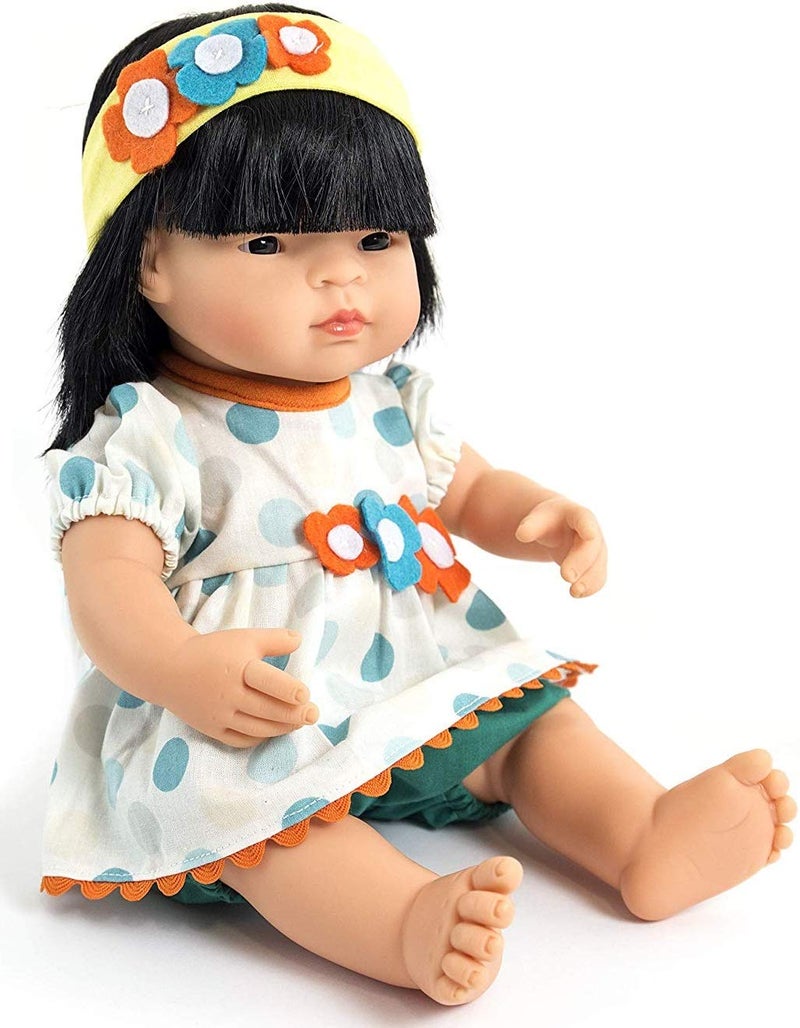 Miniland Doll Clothes for 15" to 16" Baby Dolls, Polka Dots Romper, Top, Sun Visor, Summer Doll Clothing, Pretend Play, Fine Motor Skills - Image 3